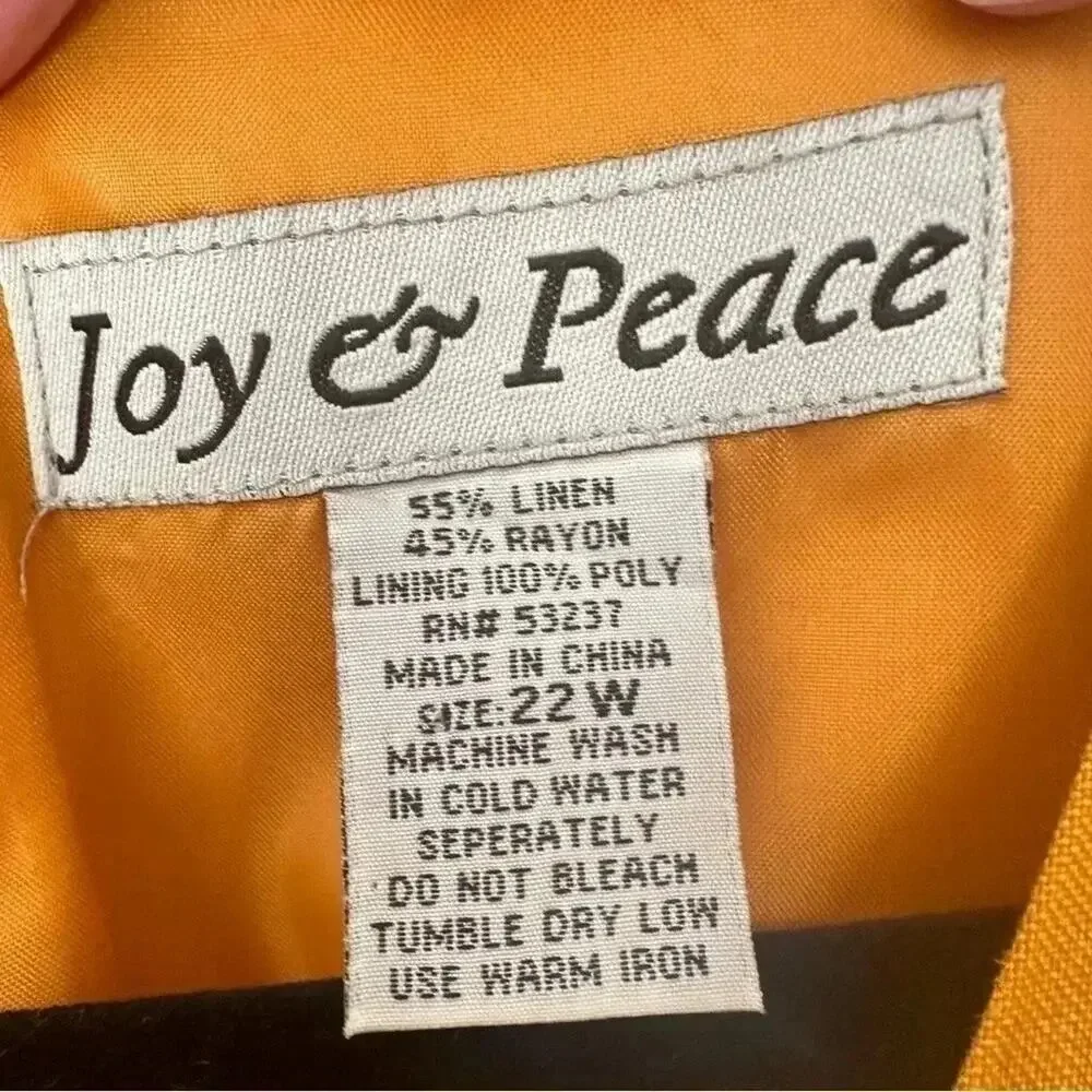 Vintage Joy, & Peace linen burnt orange, dress embroidered in good condition S22_5